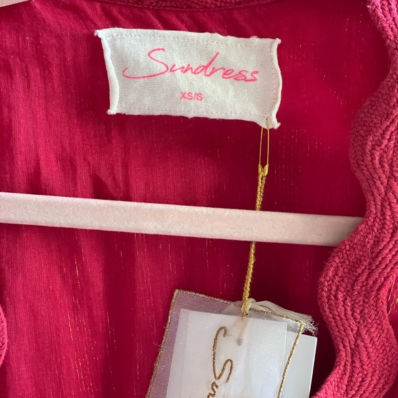 NWT Sundress NORA SHORT Red and Gold Scalloped Resort Dress - Picture 6 of 10